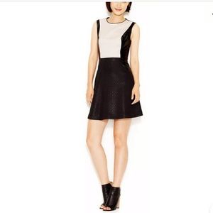 Rachel Roy textured faux leather trim scuba dress